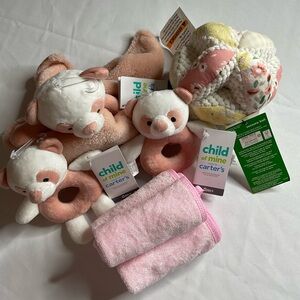 5pcs Carter's Pink and White Stuffed Animal Set